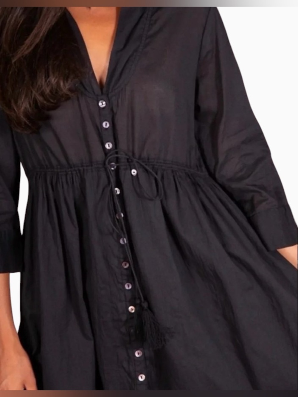 Natural Life Chloe Woven Button Front Cotton Bohemian Midi Dress Size Large - Picture 3 of 9